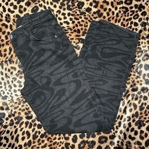 H&M Girls Black Swirl Print Straight Jeans